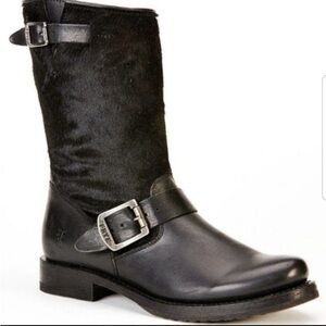 FRYE Veronica Leather Calf Hair Short Boot 6.5 Biker Western Y2K 90’s Grunge